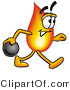 Illustration of a Cartoon Fire Droplet Mascot Holding a Bowling Ball by Mascot Junction