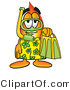 Illustration of a Cartoon Fire Droplet Mascot in Green and Yellow Snorkel Gear by Mascot Junction