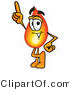 Illustration of a Cartoon Fire Droplet Mascot Pointing Upwards by Mascot Junction