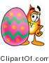 Illustration of a Cartoon Fire Droplet Mascot Standing Beside an Easter Egg by Toons4Biz