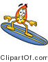 Illustration of a Cartoon Fire Droplet Mascot Surfing on a Blue and Yellow Surfboard by Toons4Biz