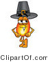 Illustration of a Cartoon Fire Droplet Mascot Wearing a Pilgrim Hat on Thanksgiving by Mascot Junction