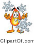 Illustration of a Cartoon Fire Droplet Mascot with Three Snowflakes in Winter by Mascot Junction