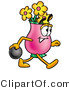 Illustration of a Cartoon Flowers Mascot Holding a Bowling Ball by Mascot Junction