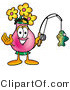 Illustration of a Cartoon Flowers Mascot Holding a Fish on a Fishing Pole by Mascot Junction