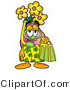 Illustration of a Cartoon Flowers Mascot in Green and Yellow Snorkel Gear by Mascot Junction