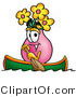 Illustration of a Cartoon Flowers Mascot Rowing a Boat by Mascot Junction