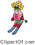 Illustration of a Cartoon Flowers Mascot Skiing Downhill by Mascot Junction