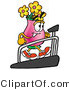 Illustration of a Cartoon Flowers Mascot Walking on a Treadmill in a Fitness Gym by Mascot Junction