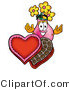 Illustration of a Cartoon Flowers Mascot with an Open Box of Valentines Day Chocolate Candies by Mascot Junction