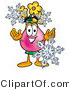 Illustration of a Cartoon Flowers Mascot with Three Snowflakes in Winter by Mascot Junction