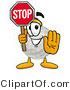 Illustration of a Cartoon Golf Ball Mascot Holding a Stop Sign by Mascot Junction