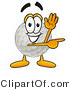 Illustration of a Cartoon Golf Ball Mascot Waving and Pointing by Mascot Junction