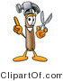Illustration of a Cartoon Hammer Mascot Holding a Pair of Scissors by Mascot Junction