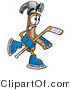 Illustration of a Cartoon Hammer Mascot Playing Ice Hockey by Mascot Junction