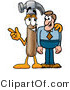 Illustration of a Cartoon Hammer Mascot Talking to a Business Man by Mascot Junction