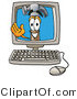 Illustration of a Cartoon Hammer Mascot Waving from Inside a Computer Screen by Mascot Junction