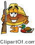 Illustration of a Cartoon Hard Hat Mascot Duck Hunting, Standing with a Rifle and Duck by Mascot Junction