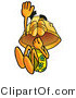 Illustration of a Cartoon Hard Hat Mascot Plugging His Nose While Jumping into Water by Mascot Junction