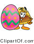 Illustration of a Cartoon Hard Hat Mascot Standing Beside an Easter Egg by Mascot Junction