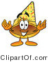 Illustration of a Cartoon Hard Hat Mascot Wearing a Birthday Party Hat by Mascot Junction
