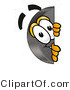 Illustration of a Cartoon Hockey Puck Mascot Peeking Around a Corner by Mascot Junction