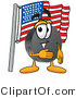Illustration of a Cartoon Hockey Puck Mascot Pledging Allegiance to an American Flag by Mascot Junction