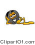 Illustration of a Cartoon Hockey Puck Mascot Resting His Head on His Hand by Mascot Junction