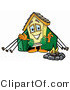 Illustration of a Cartoon House Mascot Camping with a Tent and Fire by Mascot Junction