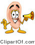 Illustration of a Cartoon Human Ear Mascot Holding a Megaphone by Mascot Junction