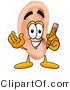 Illustration of a Cartoon Human Ear Mascot Holding a Pencil by Mascot Junction