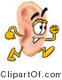 Illustration of a Cartoon Human Ear Mascot Running by Mascot Junction