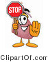 Illustration of a Cartoon Human Heart Mascot Holding a Stop Sign by Mascot Junction