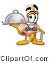 Illustration of a Cartoon Human Nose Mascot Dressed As a Waiter and Holding a Serving Platter by Mascot Junction