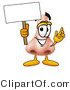 Illustration of a Cartoon Human Nose Mascot Holding a Blank Sign by Mascot Junction