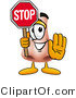 Illustration of a Cartoon Human Nose Mascot Holding a Stop Sign by Mascot Junction