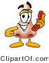 Illustration of a Cartoon Human Nose Mascot Holding a Telephone by Mascot Junction