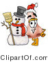 Illustration of a Cartoon Human Nose Mascot with a Snowman on Christmas by Mascot Junction