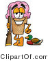 Illustration of a Cartoon Ice Cream Cone Mascot Duck Hunting, Standing with a Rifle and Duck by Mascot Junction