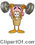 Illustration of a Cartoon Ice Cream Cone Mascot Holding a Heavy Barbell Above His Head by Mascot Junction