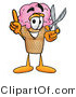 Illustration of a Cartoon Ice Cream Cone Mascot Holding a Pair of Scissors by Mascot Junction