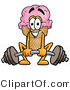 Illustration of a Cartoon Ice Cream Cone Mascot Lifting a Heavy Barbell by Mascot Junction