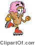 Illustration of a Cartoon Ice Cream Cone Mascot Roller Blading on Inline Skates by Mascot Junction