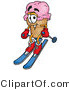 Illustration of a Cartoon Ice Cream Cone Mascot Skiing Downhill by Mascot Junction