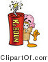 Illustration of a Cartoon Ice Cream Cone Mascot Standing with a Lit Stick of Dynamite by Mascot Junction