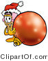 Illustration of a Cartoon Ice Cream Cone Mascot Wearing a Santa Hat, Standing with a Christmas Bauble by Mascot Junction