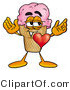 Illustration of a Cartoon Ice Cream Cone Mascot with His Heart Beating out of His Chest by Mascot Junction