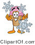 Illustration of a Cartoon Ice Cream Cone Mascot with Three Snowflakes in Winter by Mascot Junction