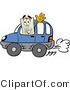 Illustration of a Cartoon Light Switch Mascot Driving a Blue Car and Waving by Mascot Junction