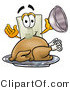 Illustration of a Cartoon Light Switch Mascot Serving a Thanksgiving Turkey on a Platter by Mascot Junction